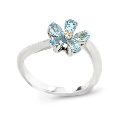 Anello Acquamarina Flower